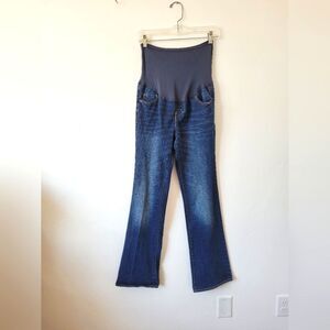 Old Navy Maternity Jeans Boot Cut Dark Wash Full Panel Flared Comfy High Waist 6